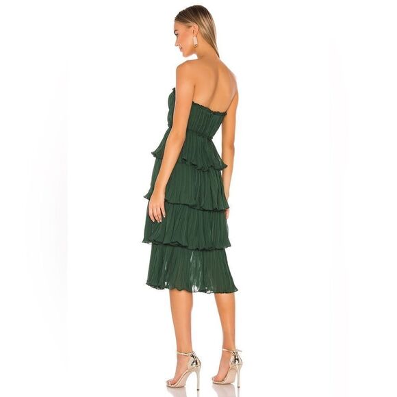 Lovers and Friends Alex Midi Emerald Green Dress Strapless Size S - Picture 5 of 10